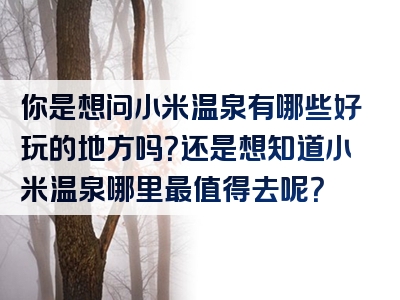 你是想问小米温泉有哪些好玩的地方吗？还是想知道小米温泉哪里最值得去呢？