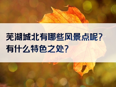 芜湖城北有哪些风景点呢？有什么特色之处？