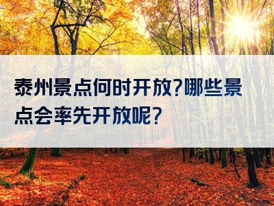 泰州景点何时开放？哪些景点会率先开放呢？