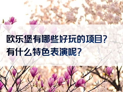 欧乐堡有哪些好玩的项目？有什么特色表演呢？