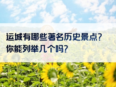运城有哪些著名历史景点？你能列举几个吗？