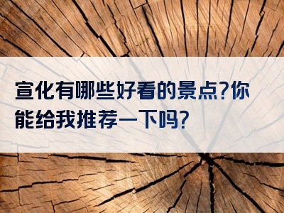 宣化有哪些好看的景点？你能给我推荐一下吗？