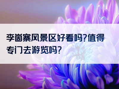 李崮寨风景区好看吗？值得专门去游览吗？
