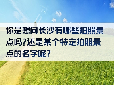 你是想问长沙有哪些拍照景点吗？还是某个特定拍照景点的名字呢？
