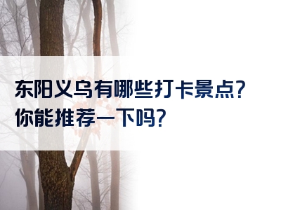 东阳义乌有哪些打卡景点？你能推荐一下吗？