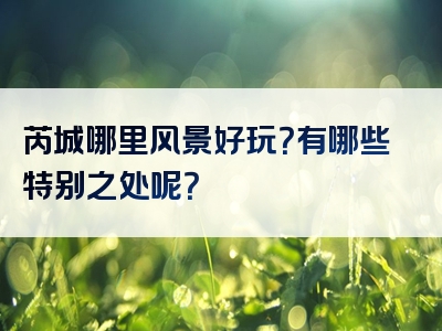 芮城哪里风景好玩？有哪些特别之处呢？