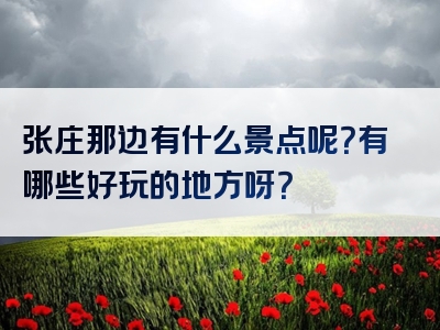 张庄那边有什么景点呢？有哪些好玩的地方呀？