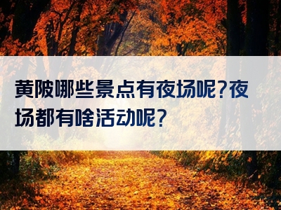 黄陂哪些景点有夜场呢？夜场都有啥活动呢？