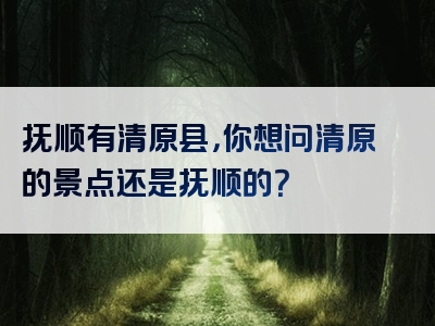 抚顺有清原县，你想问清原的景点还是抚顺的？