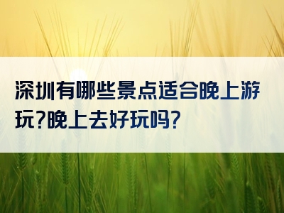 深圳有哪些景点适合晚上游玩？晚上去好玩吗？
