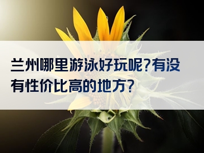 兰州哪里游泳好玩呢？有没有性价比高的地方？