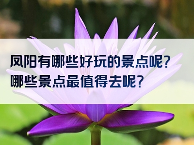 凤阳有哪些好玩的景点呢？哪些景点最值得去呢？