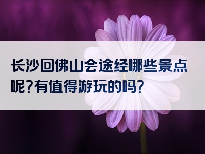 长沙回佛山会途经哪些景点呢？有值得游玩的吗？