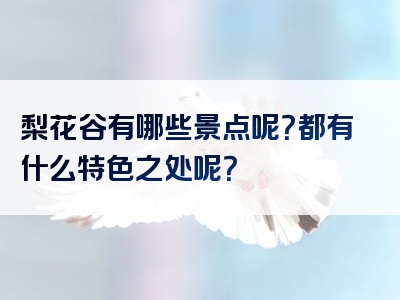 梨花谷有哪些景点呢？都有什么特色之处呢？