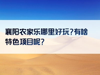 襄阳农家乐哪里好玩？有啥特色项目呢？