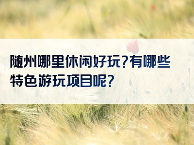 随州哪里休闲好玩？有哪些特色游玩项目呢？