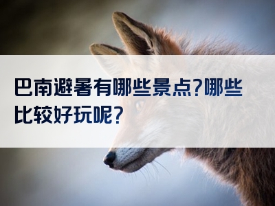 巴南避暑有哪些景点？哪些比较好玩呢？