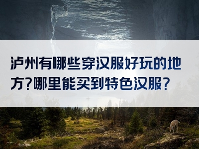 泸州有哪些穿汉服好玩的地方？哪里能买到特色汉服？