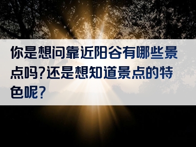 你是想问靠近阳谷有哪些景点吗？还是想知道景点的特色呢？