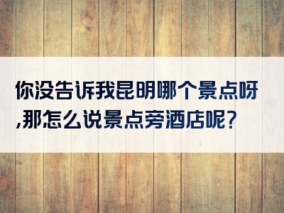 你没告诉我昆明哪个景点呀，那怎么说景点旁酒店呢？