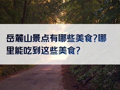 岳麓山景点有哪些美食？哪里能吃到这些美食？