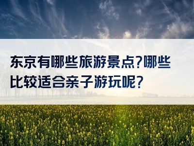 东京有哪些旅游景点？哪些比较适合亲子游玩呢？