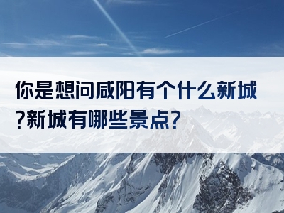 你是想问咸阳有个什么新城？新城有哪些景点？