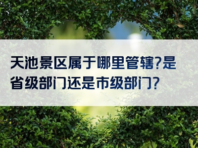 天池景区属于哪里管辖？是省级部门还是市级部门？