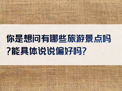你是想问有哪些旅游景点吗？能具体说说偏好吗？