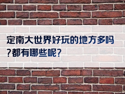 定南大世界好玩的地方多吗？都有哪些呢？