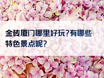 金砖厦门哪里好玩？有哪些特色景点呢？