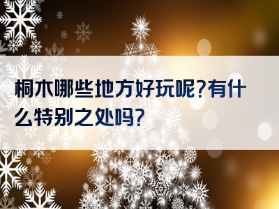 桐木哪些地方好玩呢？有什么特别之处吗？