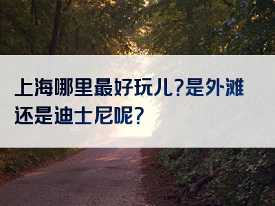 上海哪里最好玩儿？是外滩还是迪士尼呢？
