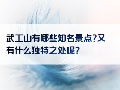 武工山有哪些知名景点？又有什么独特之处呢？