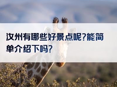 汝州有哪些好景点呢？能简单介绍下吗？