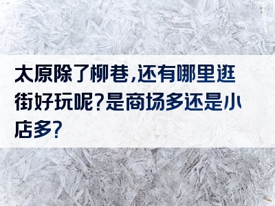 太原除了柳巷，还有哪里逛街好玩呢？是商场多还是小店多？