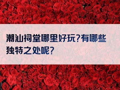 潮汕祠堂哪里好玩？有哪些独特之处呢？