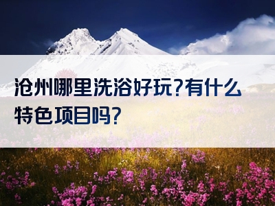 沧州哪里洗浴好玩？有什么特色项目吗？