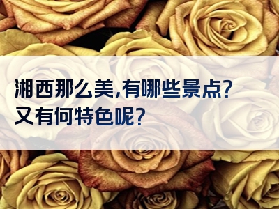 湘西那么美，有哪些景点？又有何特色呢？