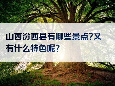 山西汾西县有哪些景点？又有什么特色呢？