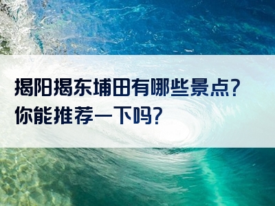 揭阳揭东埔田有哪些景点？你能推荐一下吗？