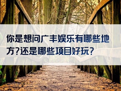 你是想问广丰娱乐有哪些地方？还是哪些项目好玩？