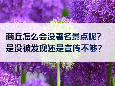 商丘怎么会没著名景点呢？是没被发现还是宣传不够？