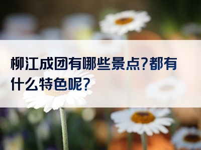 柳江成团有哪些景点？都有什么特色呢？