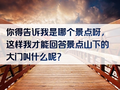 你得告诉我是哪个景点呀，这样我才能回答景点山下的大门叫什么呢？