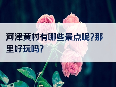 河津黄村有哪些景点呢？那里好玩吗？