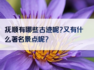 抚顺有哪些古迹呢？又有什么著名景点呢？