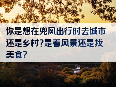 你是想在兜风出行时去城市还是乡村？是看风景还是找美食？