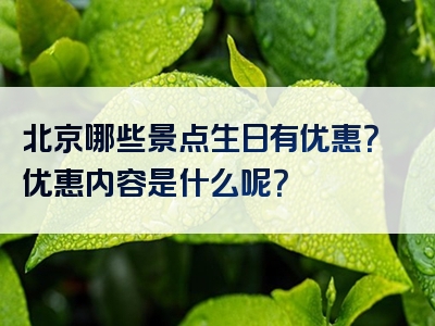 北京哪些景点生日有优惠？优惠内容是什么呢？