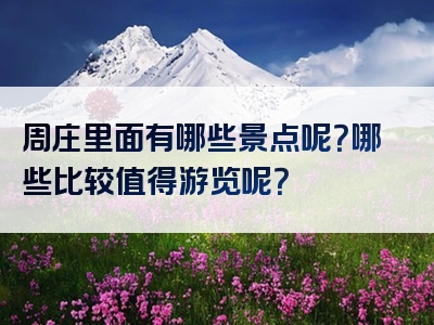 周庄里面有哪些景点呢？哪些比较值得游览呢？